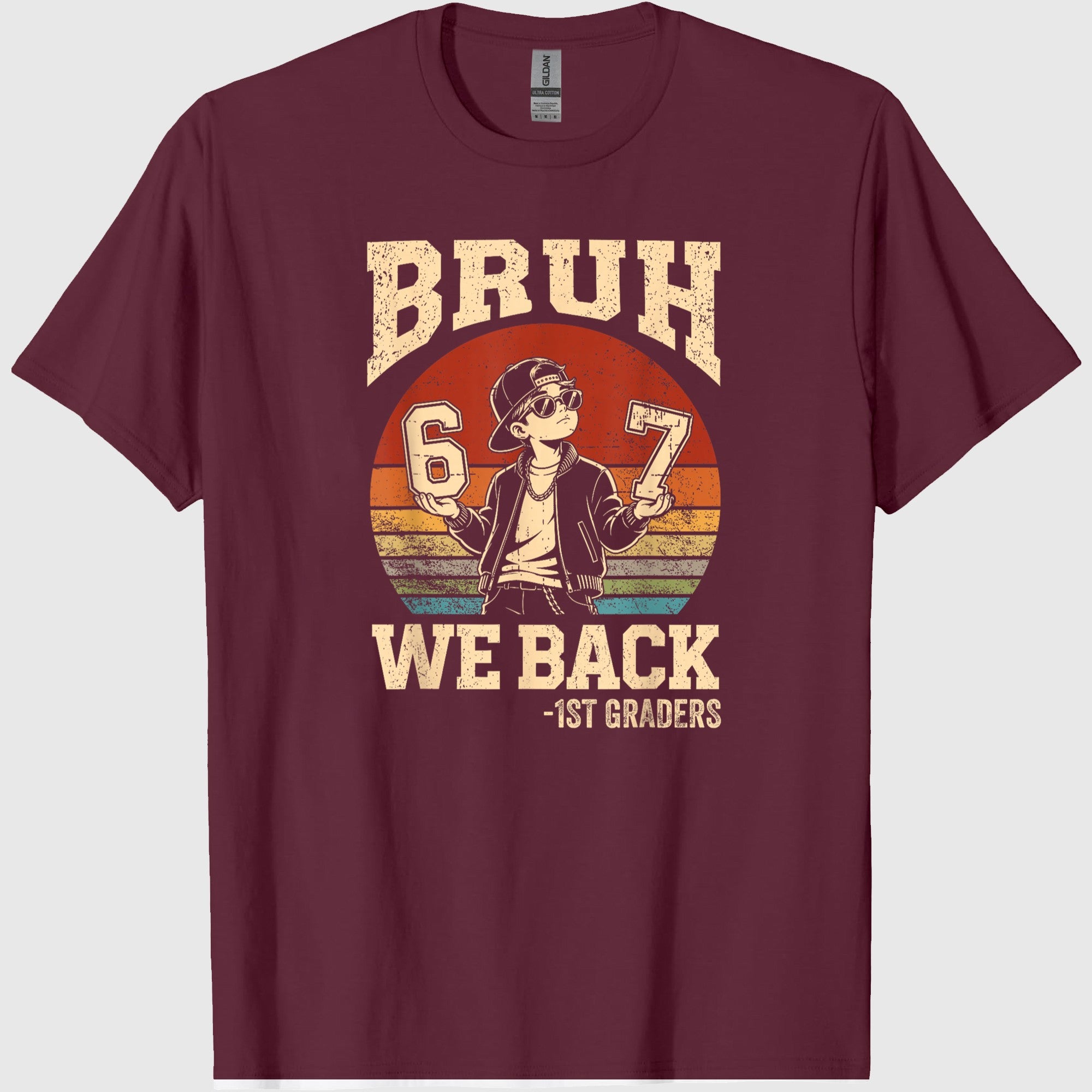 Back to School Bruh We Back 1st Grade 6 7 First Day School T-Shirt