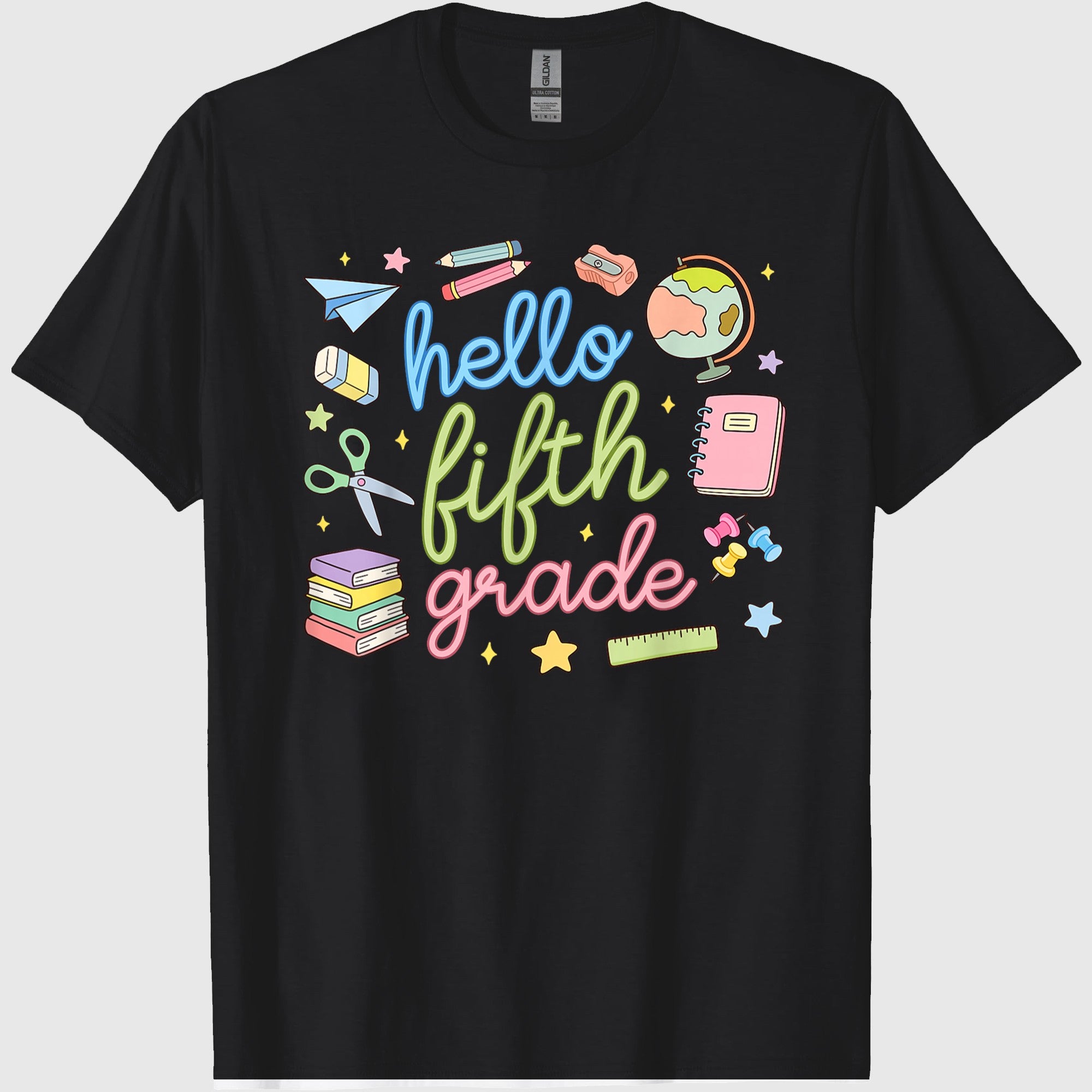 Back to School First Day Hello Fifth 5th Grade Teacher Girl T-Shirt