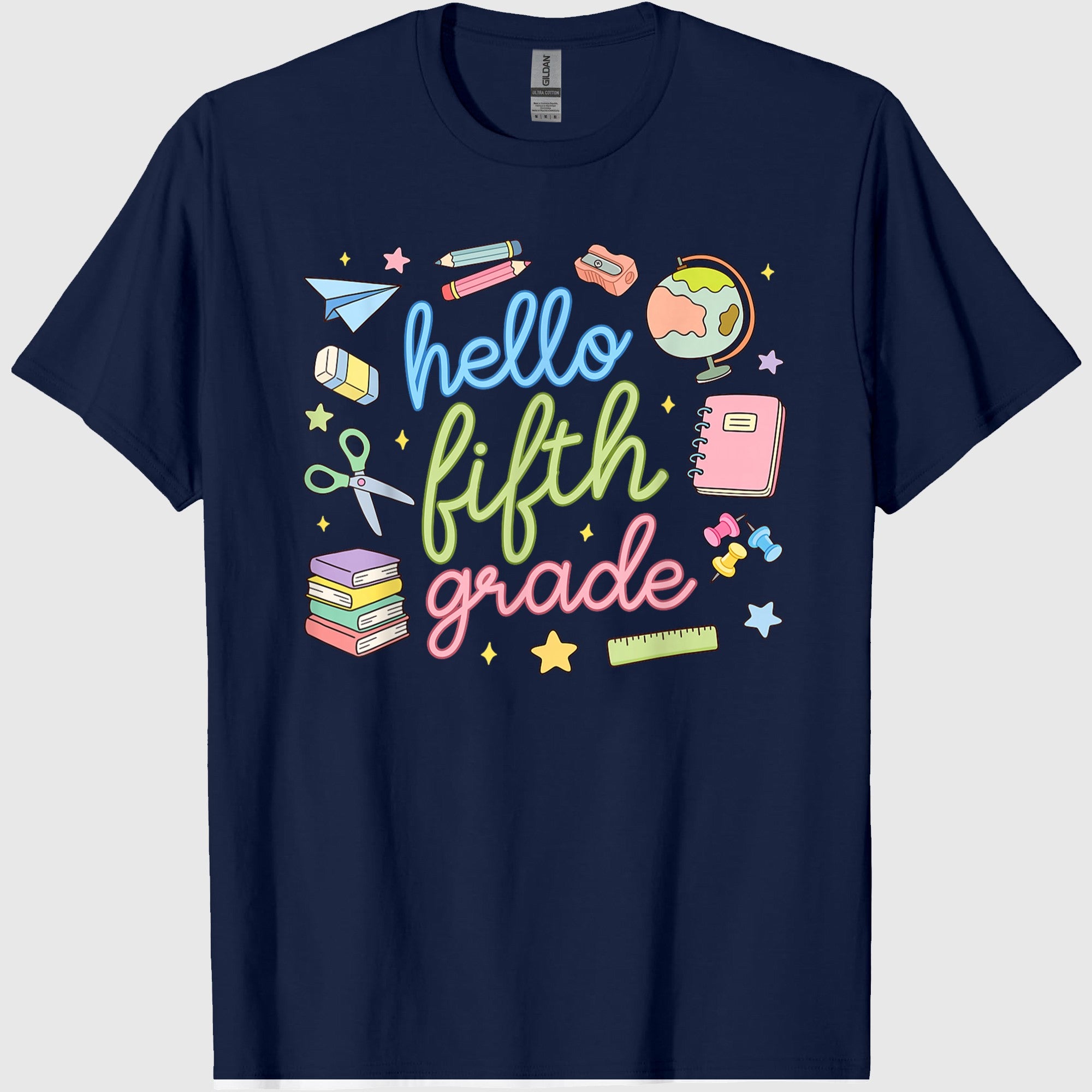Back to School First Day Hello Fifth 5th Grade Teacher Girl T-Shirt