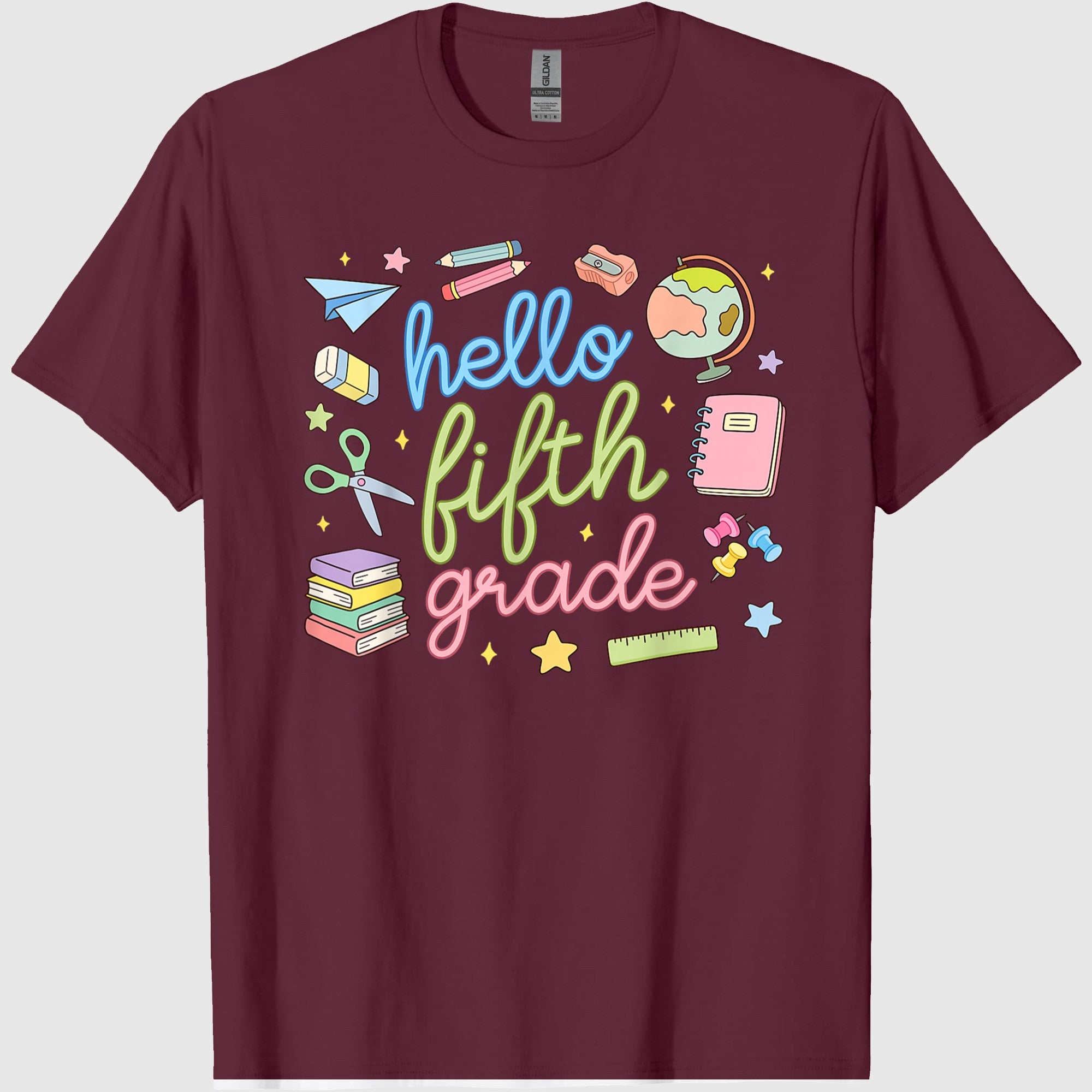 Back to School First Day Hello Fifth 5th Grade Teacher Girl T-Shirt