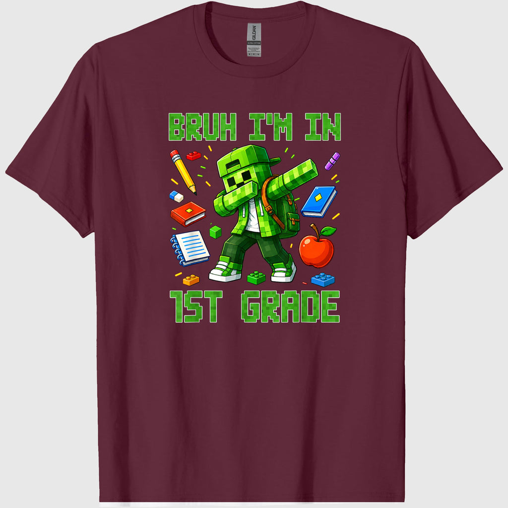 Bruh I'm in 1st Grade Dabbing Boys Kids Gamer Back to School T-Shirt