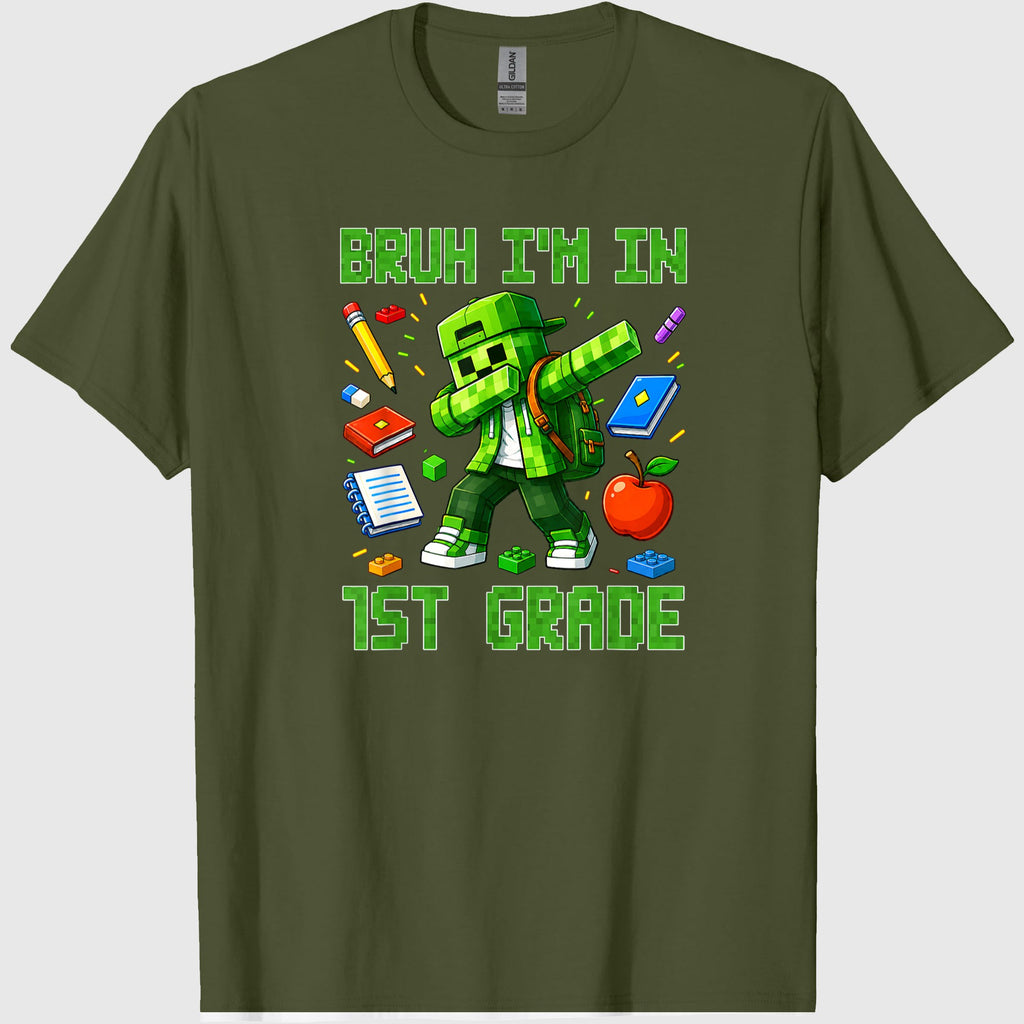 Bruh I'm in 1st Grade Dabbing Boys Kids Gamer Back to School T-Shirt